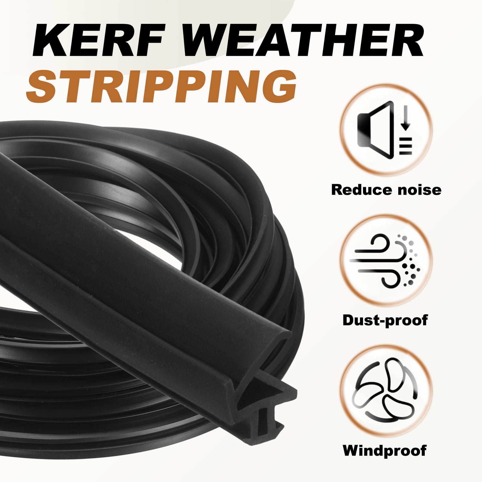 Uxcell Kerf Weather Stripping Seal Strip (19.68ft x 5/16") - P Shape Kerf Noise Reduction Rubber Flange Window Weatherstrip Seal for Door Frame Windows Card Slot, Black