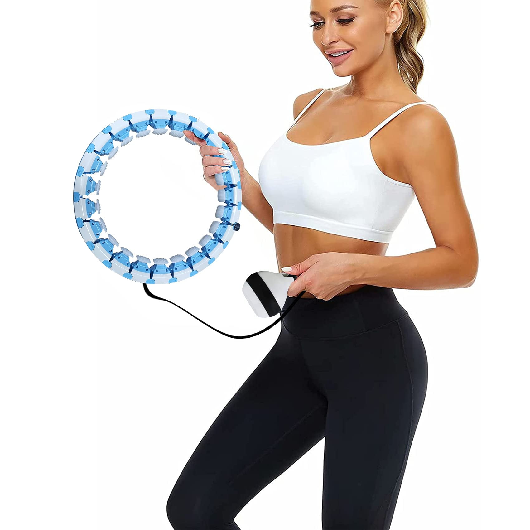 360 Degree Abdomen Fitness Massage Workout Weight Loss Hula Hoop for Women Non-Fall Exercise Hoop with 24 Detachable Knots Adjustable Auto-Spinning Ball Hula Hoops for Adults 