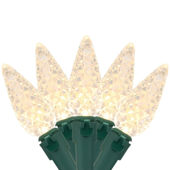 Northlight LED Faceted C6 Christmas Light - Warm White - 66.25' Green Wire - 200ct
