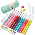 thumbnail image 1 of 31Pcs Crochet Hooks Kit with Case Crochet Needle Kit Multicolor Knitting Needles Sewing Tool Portable Aluminum Knitting Needles Kit, 1 of 8