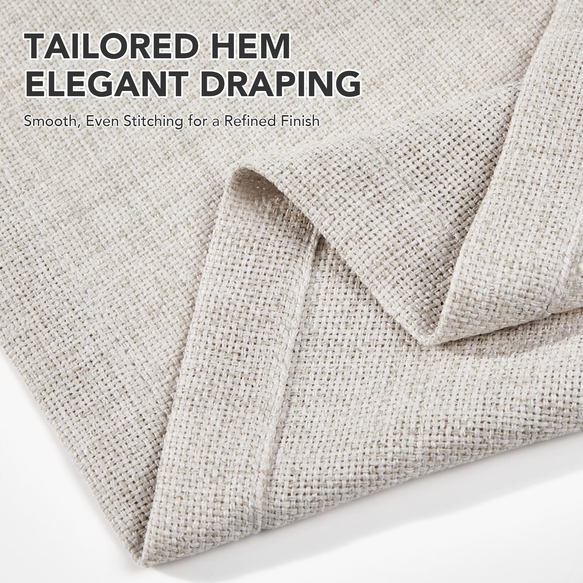 Deconovo Sheer Window Drapes, Linen Textured Grommet Curtain Panels, Natural, 52"x84", 2 Panels