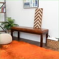 thumbnail image 3 of Accent Bench for Living Room/Entryway, Mid-Century Modern Antique Tan Genuine Leather Solid Wood | Tan | Genuine Leather, 3 of 20
