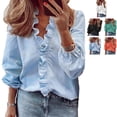 thumbnail image 3 of Blusa de manga larga,Blusa de manga larga en V para mujer Tops elásticos de manga larga Tops casuales de manga larga para mujer Funcionalidad versátil, 3 of 6