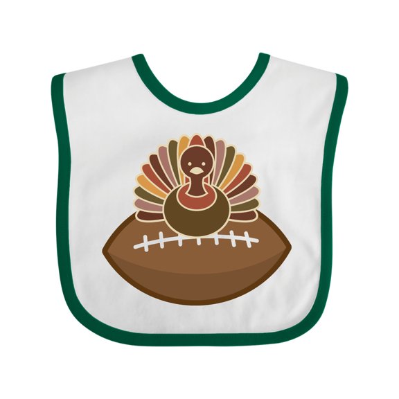 Inktastic Thanksgiving Football Turkey Boys Baby Bib