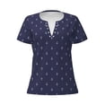 thumbnail image 2 of Honeii Anchors Heart Blue Print Women's V-Neck T-Shirt,Short Sleeve V Neck Tees Tops for Women , Perfect for Work, Travel, and Everyday Wear, 2 of 7
