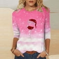 thumbnail image 2 of Timegard Womens Hauts Imprimé de Noël Manches 3/4 Col Rond Chemisier Tunique Décontractée Confortable, 2 of 4