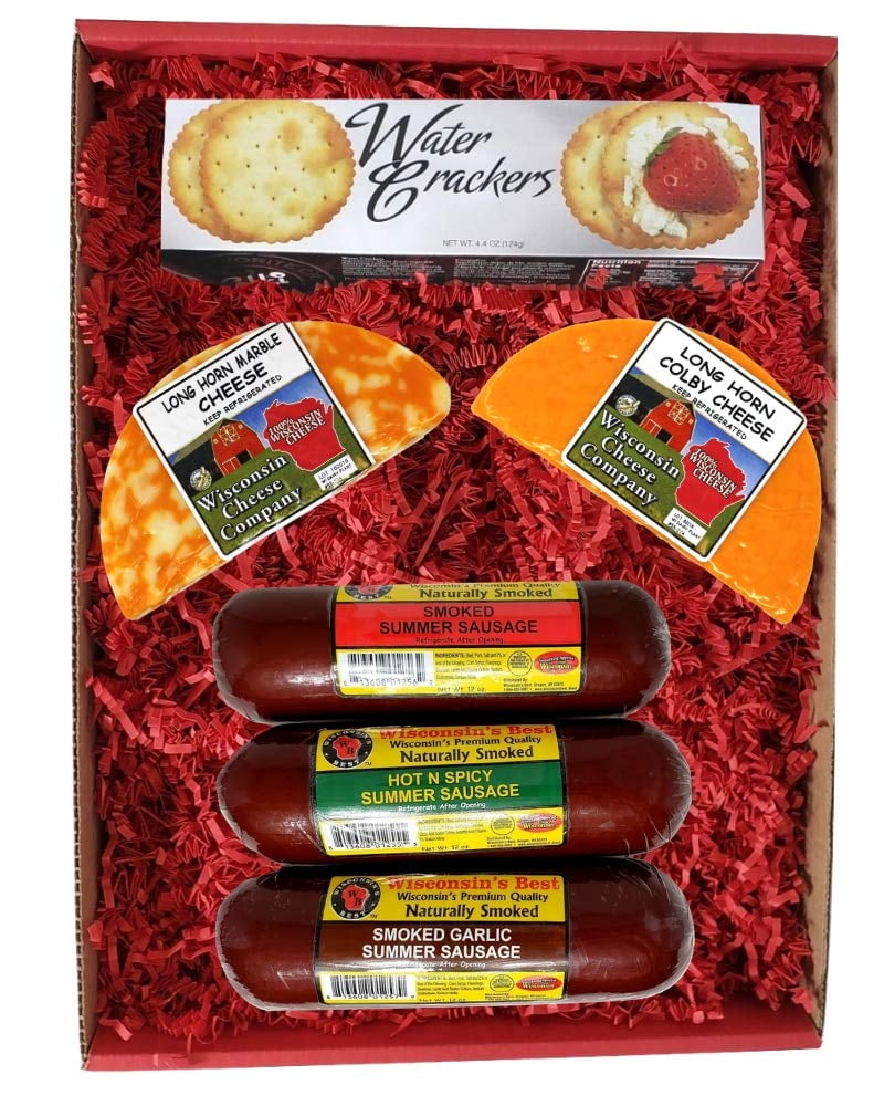 Wisconsin Big Deluxe Colby Longhorn Cheese, Sausage & Cracker Gift