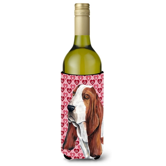 Carolines Treasures SC9267LITERK Basset Hound Hearts Love and Valentines Day Portrait Wine Bottle Hugger Wine Bottle