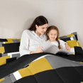 thumbnail image 4 of Manfei Abstract Block Twin Comforter Sets, Modern Square Bedding Set, Yellow Black Gray, Black Reversible 2pcs, 1 Comforter and 1 Pillowcase, 4 of 6