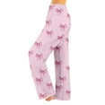 thumbnail image 2 of Women's Bow Print Plush Pajama Pants - Soft Comfortable Winter Home Sleepwear Trousers, Red Size XL, 2 of 6
