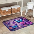thumbnail image 2 of FJPT Non Slip Flannel Polyester Floor Mat With Purple Butterflies And Flowers Design For Bathroom Kitchen Bedroom Decor 31.5x19.7 inch, 2 of 5