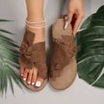 thumbnail image 5 of Mepaouo Women's Toe Loop Slide Sandals Comfortable Slip on Summer Flats Suede Cork Footbed Beach Shoes, 5 of 8