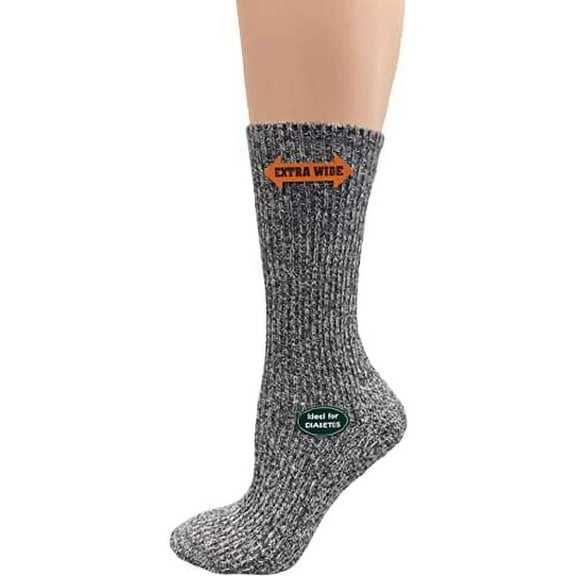 Sierra Socks Women's Diabetic Wool Crew Socks, 1 Pair, Extra Wide Calf, Fits Shoe Size 6-10