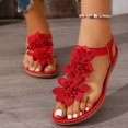 thumbnail image 3 of Dakaela Sandals for Women Flat Dressy Summer Flower Sandal with Ankle Strap Arch Support Comfortable Casual Walking Flats Shoes (7,Red), 3 of 8