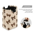 thumbnail image 3 of Foldable Laundry Hamper Bag with Handles Dirty Clothes Basket 12.6" x 11" x 22.7" Cute Brown Bow, 3 of 7