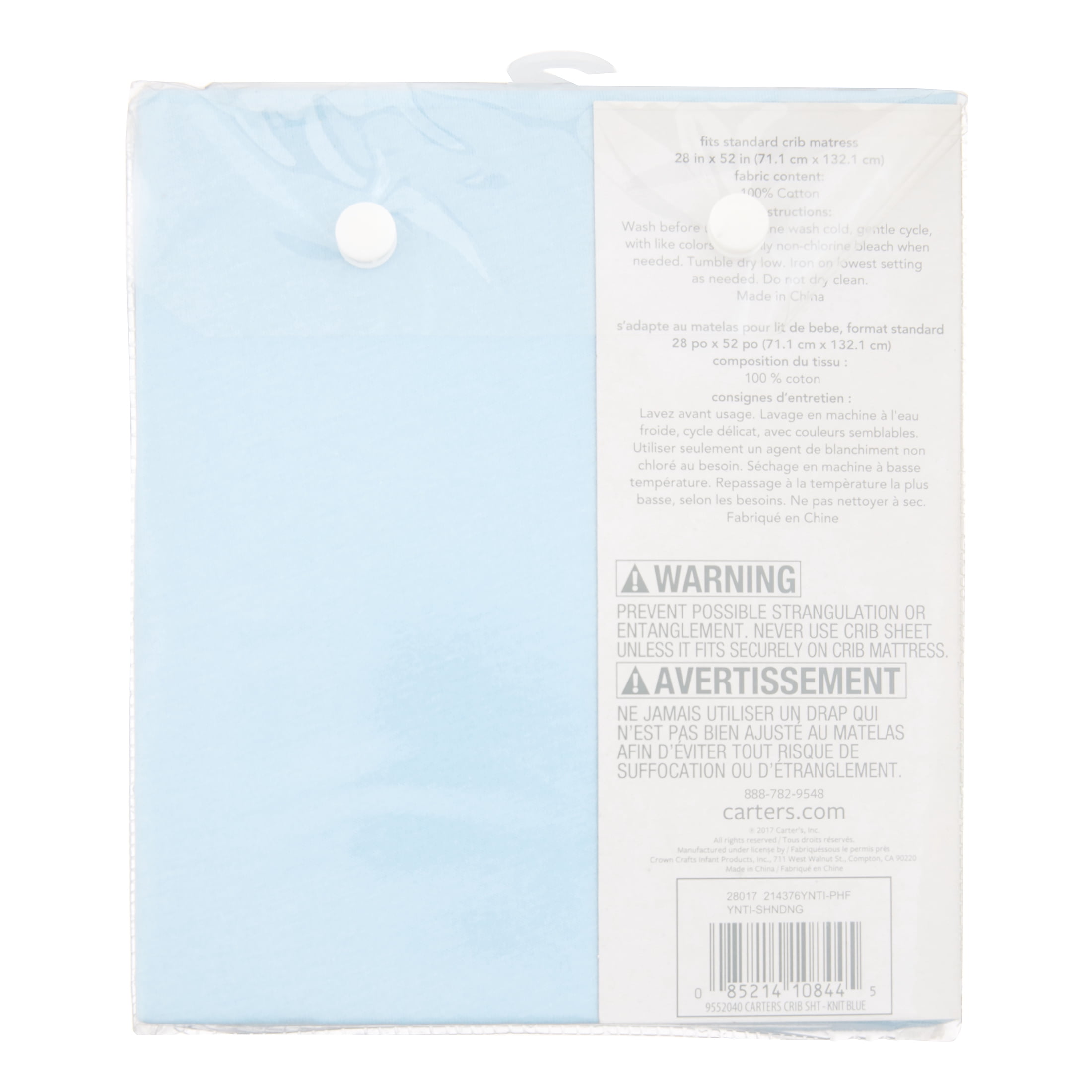 Carter's 100% Cotton Knit Fitted Crib Sheet - Blue