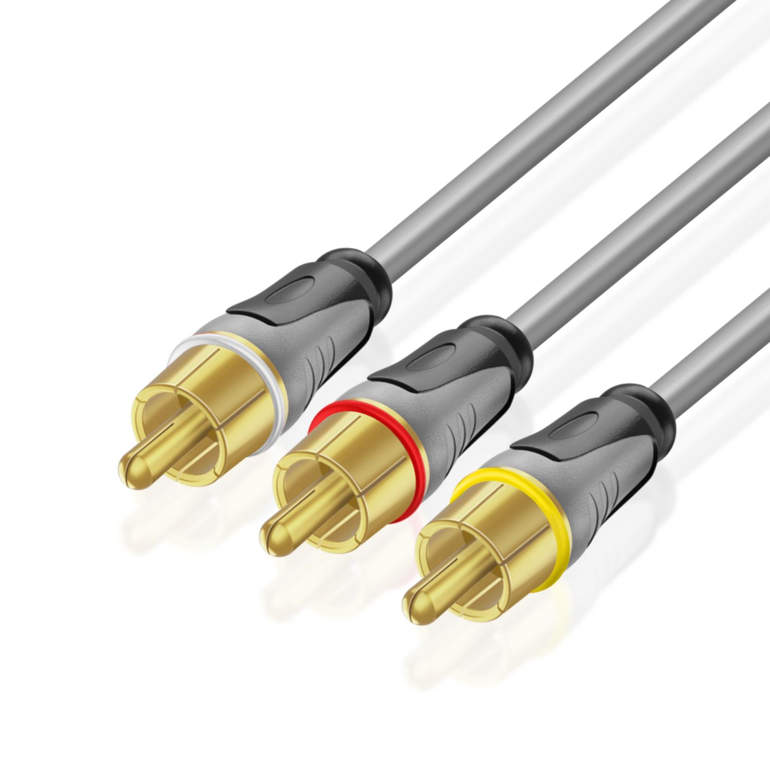Premium 3 RCA Cable (50 FT) - 3RCA AV RCA Composite Video + 2RCA Stereo Audio M/M Male to Male Gold Plated  RCA Connector Plug Jack Wire Cord - image 1 of 6