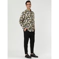 thumbnail image 4 of Camisas de vestir florales de los hombres Camisas con botones casuales de manga larga 100% algodón Verde negro S, 4 of 7