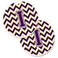 thumbnail image 1 of Lettre I Chevron Violet & Or Lot de 2 Tasses Porte-Voitures Coaster, 1 of 1