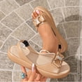 thumbnail image 5 of Samdudou Wedge Sandals for Women Open Toe Slingback Flatform Shoes Elegant Rhinestone Bowknot Embellished Slip On Casual Summer Beach Vacation Everyday Dressy Footwear, 5 of 9