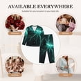 thumbnail image 7 of Honeii Green Lightning Flash Print Women's Pajama Sets Long Sleeve Button Down Sleepwear Nightwear Soft Pjs Lounge Sets 2PCS-XX-Large, 7 of 7