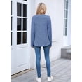 thumbnail image 5 of Women Long Sleeve Shirts Dressy Casual Button V Neck Pullover Sweaters Jumper Tops Fall Outfits Blue L, 5 of 9