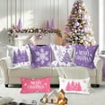 thumbnail image 6 of 16x16 Purple Christmas Pillow Covers Set of 4, Christmas Decorations Pillowcase, Winter Decorative Pillow Case, Merry Christmas Tree Cushion for Indoor Home Bedroom Sofa Xmas Couch Decor, 6 of 6