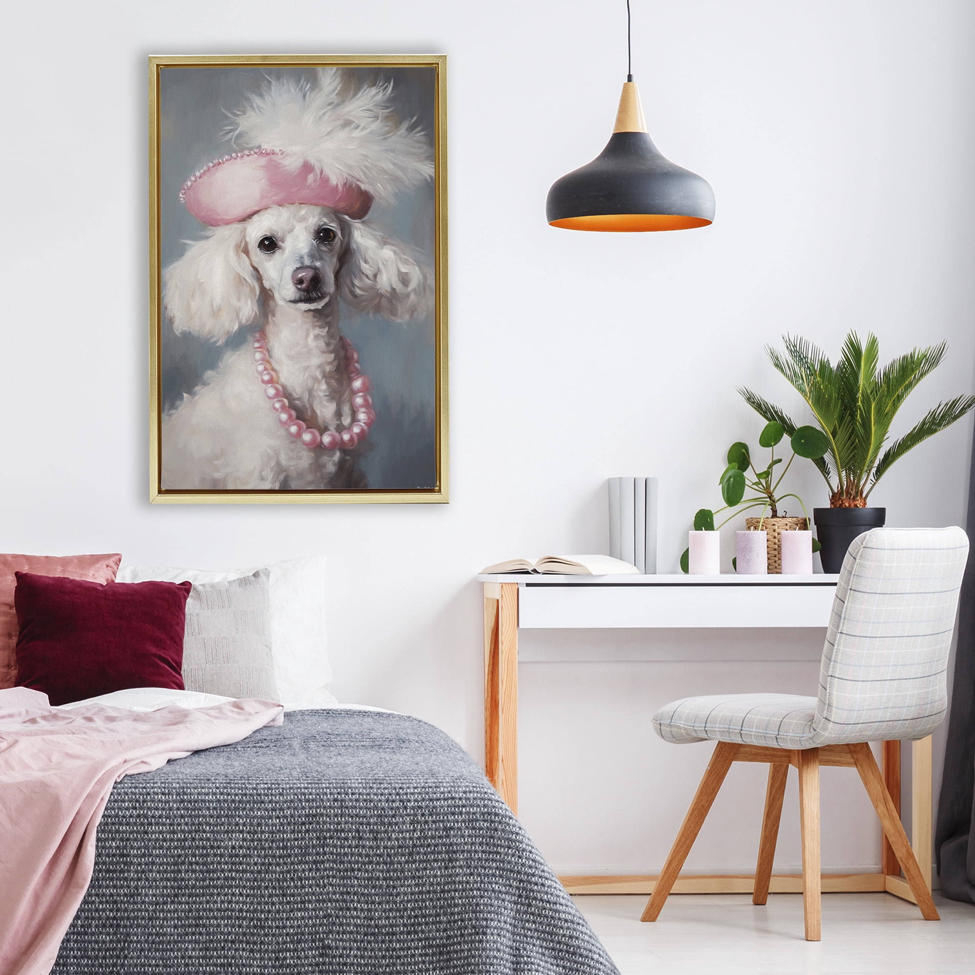 Stupell Industries Beautiful Collette Pup Gold Framed Floater Canvas Wall Art, design by Tina LeCour