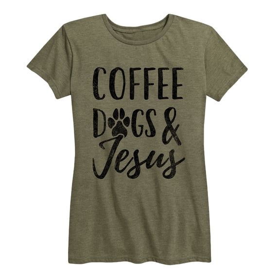 Instant Message - Coffee Dogs Jesus - Women's Short Sleeve Graphic T-shirt