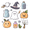 Blue Magical Halloween, variant on Yayeee Foldable Storage Basket for Shelves with Handles Waterproof Cloth Bins, Orange Magical Halloween