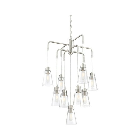 

Satin Platinum Tone Finish Chandeliers 25 Wide Candelabra Base 9 Light Fixture