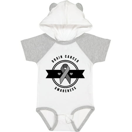 

Inktastic Brain Cancer Awareness with Grey Ribbon and Hearts Gift Baby Boy or Baby Girl Bodysuit
