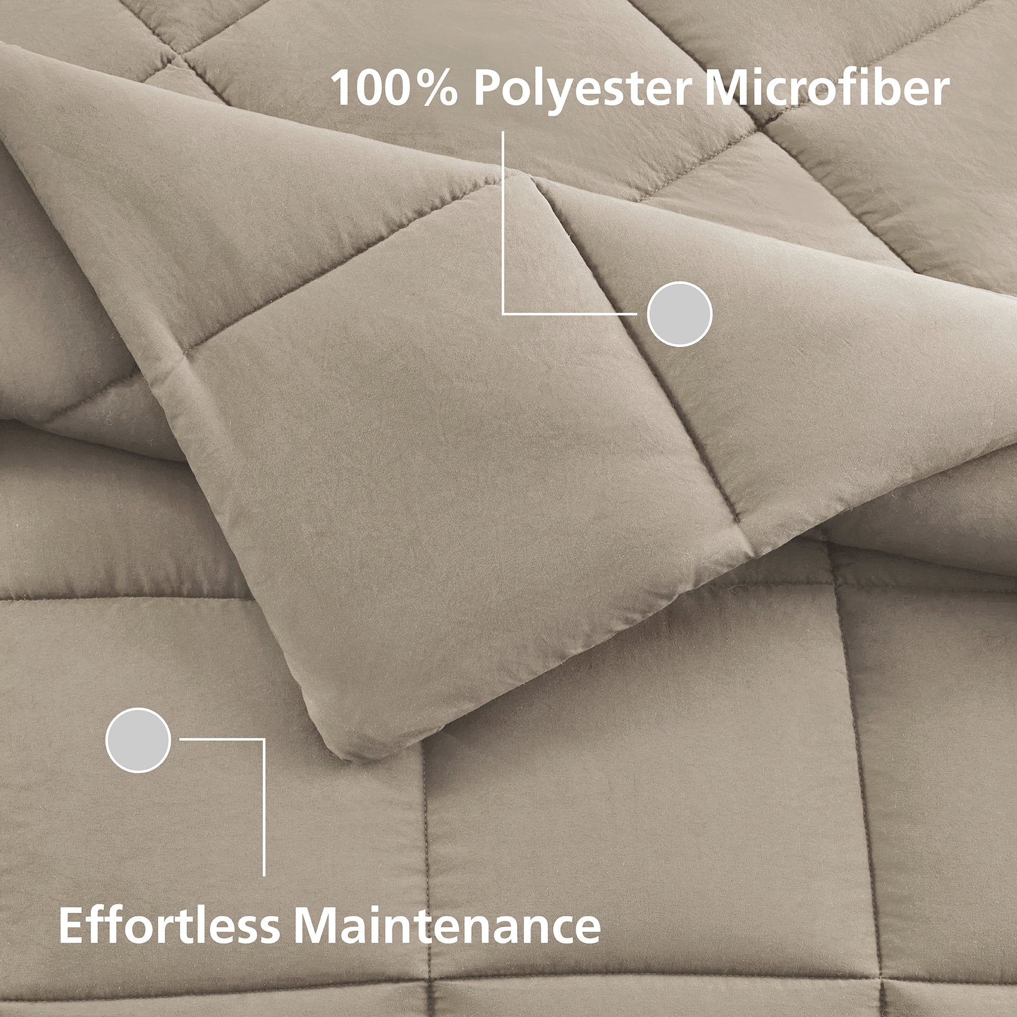 Mainstays All in One Down Alt Reversible Comforter and Sheet set- 5 Piece, Twin, Stone