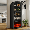 thumbnail image 7 of Rocyis 71" Arched 2-in-1 Cabinet with Electric Fireplace - Wooden Bookcase & Display Shelf for Living Room, Adjustable Shelves, 23" ETL-Certified Fireplace Insert, Kitchen Pantry Storage, Black, 7 of 7