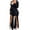 Black, variant on Womens One-piece Jumpsuit Slim Long Sleeve Hip-lifting Jumpsuit Sexy V Neck High Slit Overalls for Vacation