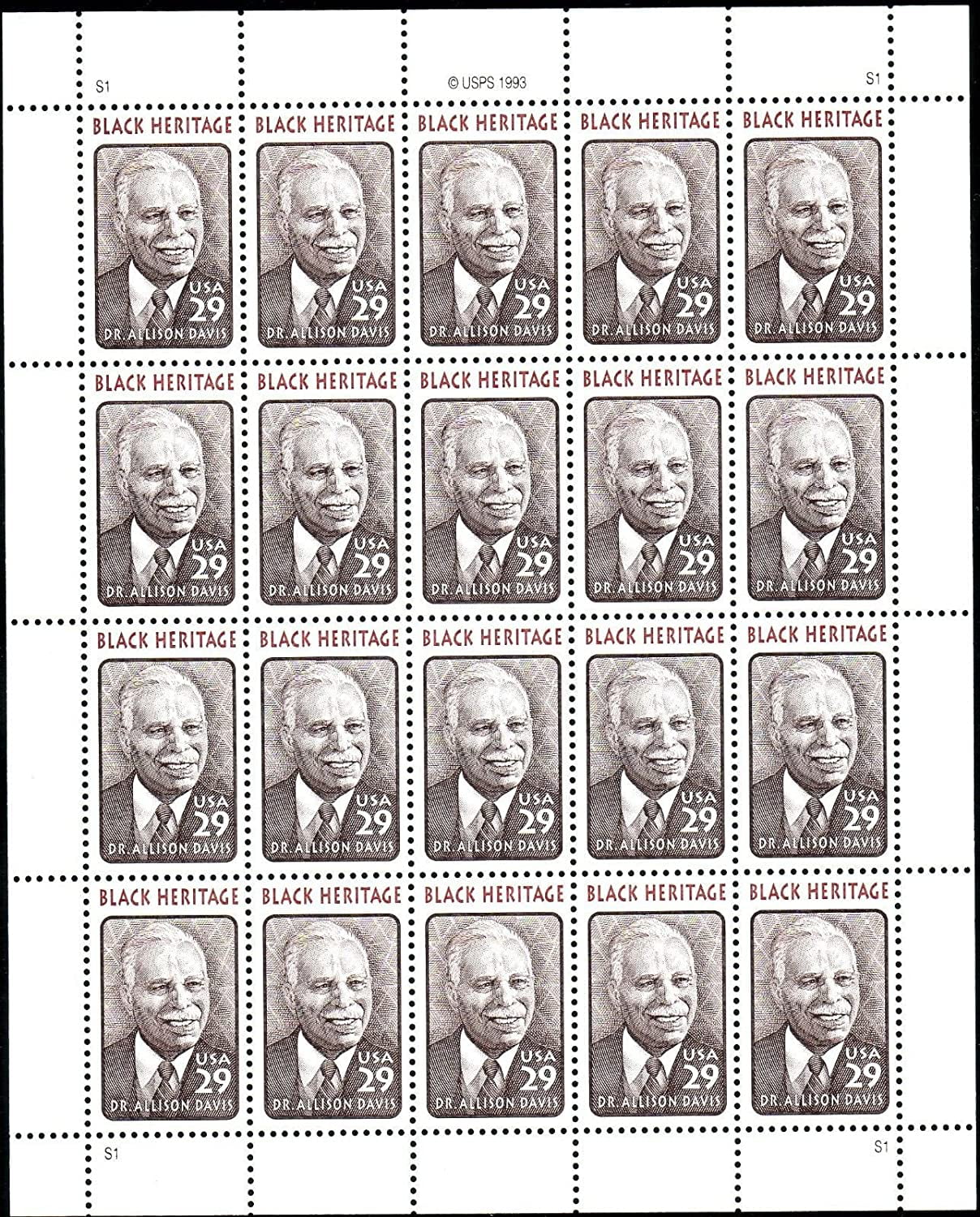 Allison Davis Black Heritage Set 4 x 29 cent US postage Stamp Scot #2816 Dr