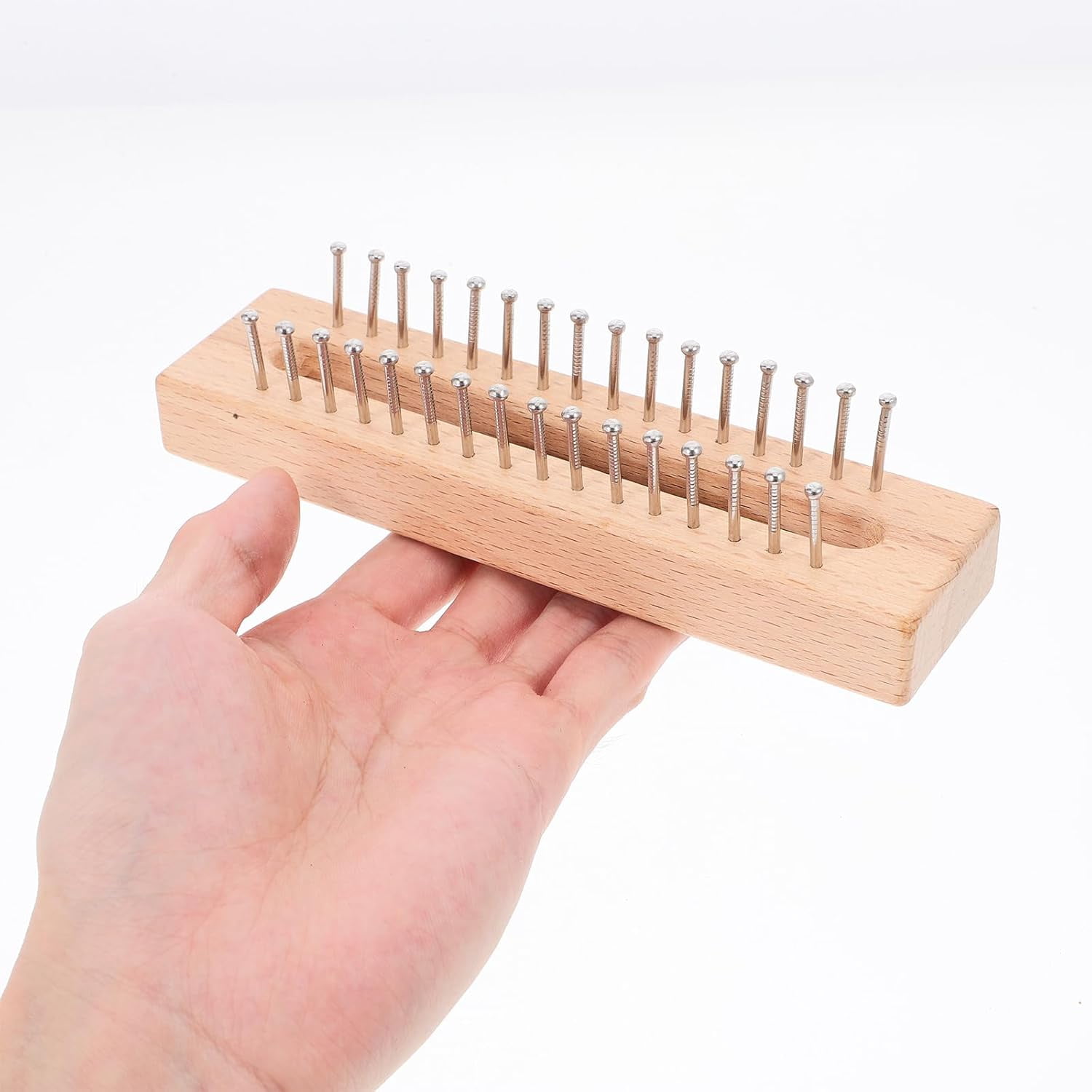 ABCISI Solid Wood Braider Knitting Loom Kit with Crochet Hook, Wooden Handmade Block Gauge Knitting Loom Set for Beginners and Crafting Projects, Craft Kit Tool for DIY Hat Scarf Socks Sweater