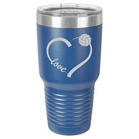 

Tumbler Stainless Steel Vacuum Insulated Travel Mug Love Heart Volleyball (Blue 30 oz)