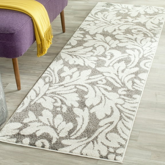 SAFAVIEH Amherst Thorburn Floral Runner Rug, Dark Grey/Beige, 2'3" x 7'
