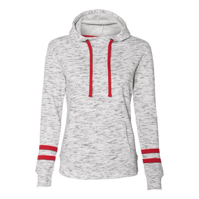 J America Ladies' Melange Scuba Neck Sudadera XL BLANCO/ ROJO J América 8674