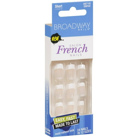 Broadway Nails Salon French Short Length Nails, 24ct