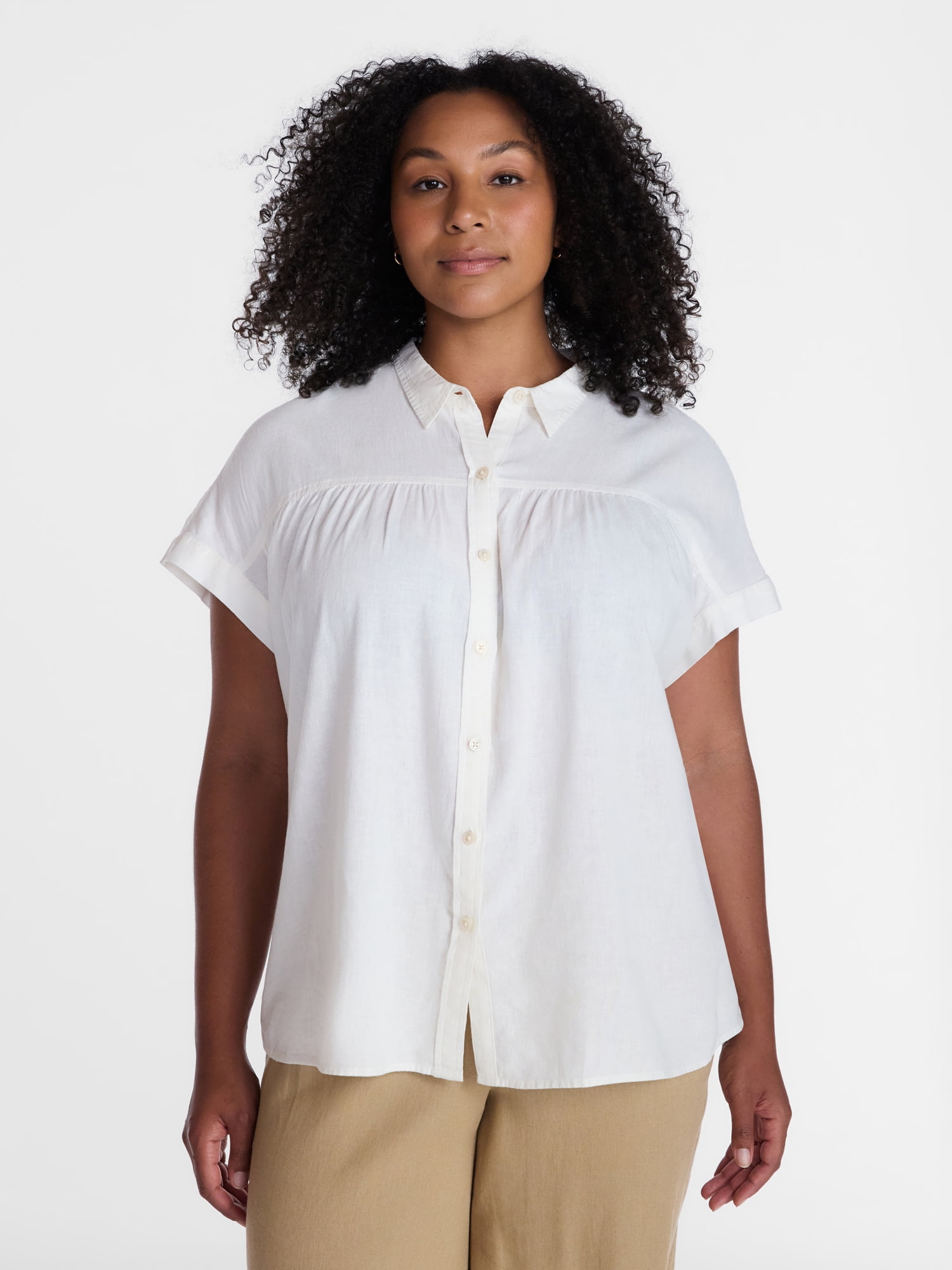 Time and Tru Women's Camp Shirt, Sizes XS-XXXL