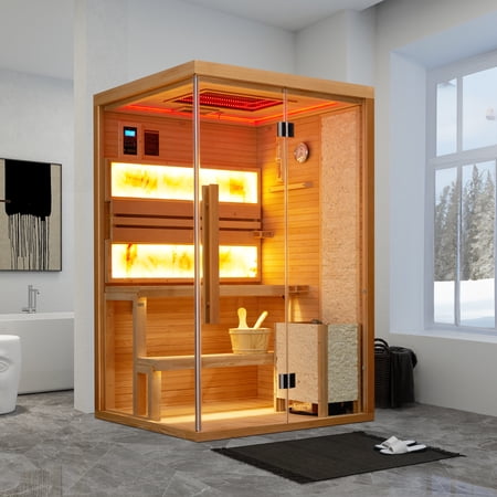 SOBREMESA 2-4 Person Indoor Steam Sauna, Home Spa Sauna, Canadian Hemlock