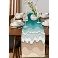 thumbnail image 4 of Turquoise Ombre Stripe Table Runner Cotton Linen 36 Inch Holiday Dresser Scarves, Abstract Summer Beach Coastal Tablerunner for Kitchen Coffee Dining Bedroom Living Room Dinner Scarf Décor 13''x36'', 4 of 9