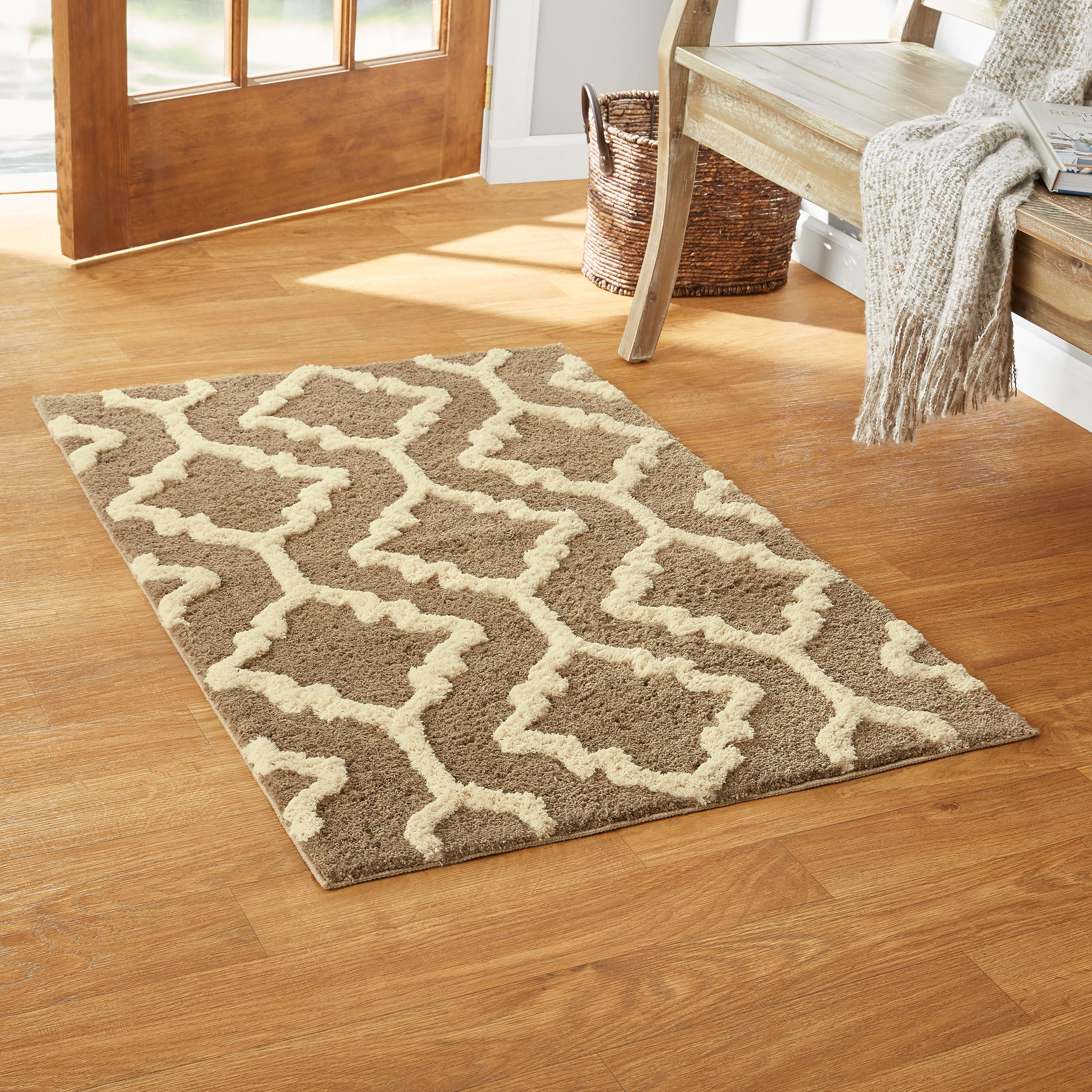 Better Homes & Gardens Geo Shag Indoor Entryway Rug, Taupe 30"x44