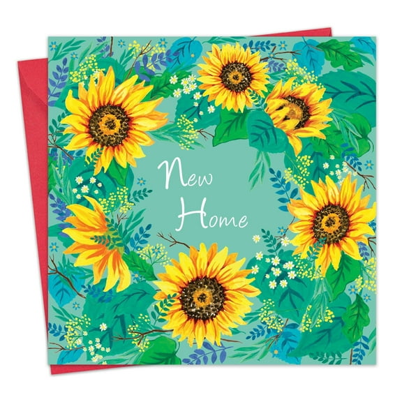Twizler New Home Card - Sunflowers Floral - Womens Happy New Home Card for Her