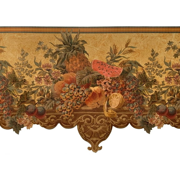 Trimz Bountiful Harvest Wallpaper Border - Farmhosue Wall Décor - Brown, Red, Gold 15' L x 13" W - Kitchen / Dining Wall Border