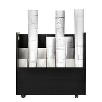 AdirOffice Blue Print Storage Organizer- Mobile Roll File Cart, Construction Plan Holders, Blueprint Cabinet with Wheels (21 Slots, Black)