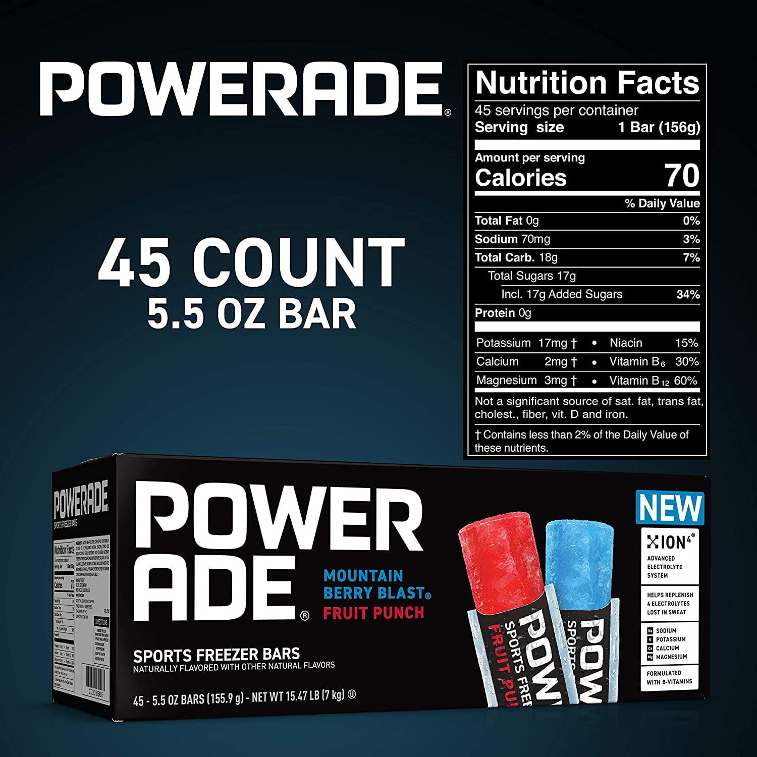 Sports Freezer Bars, Mountain Berry Blast and Fruit Punch