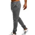 thumbnail image 5 of Paille Mens Elastic Waist Trousers Casual Loose Sport Sweatpants Beam Foot Solid Color Pants with Pockets Deep Gray L, 5 of 7